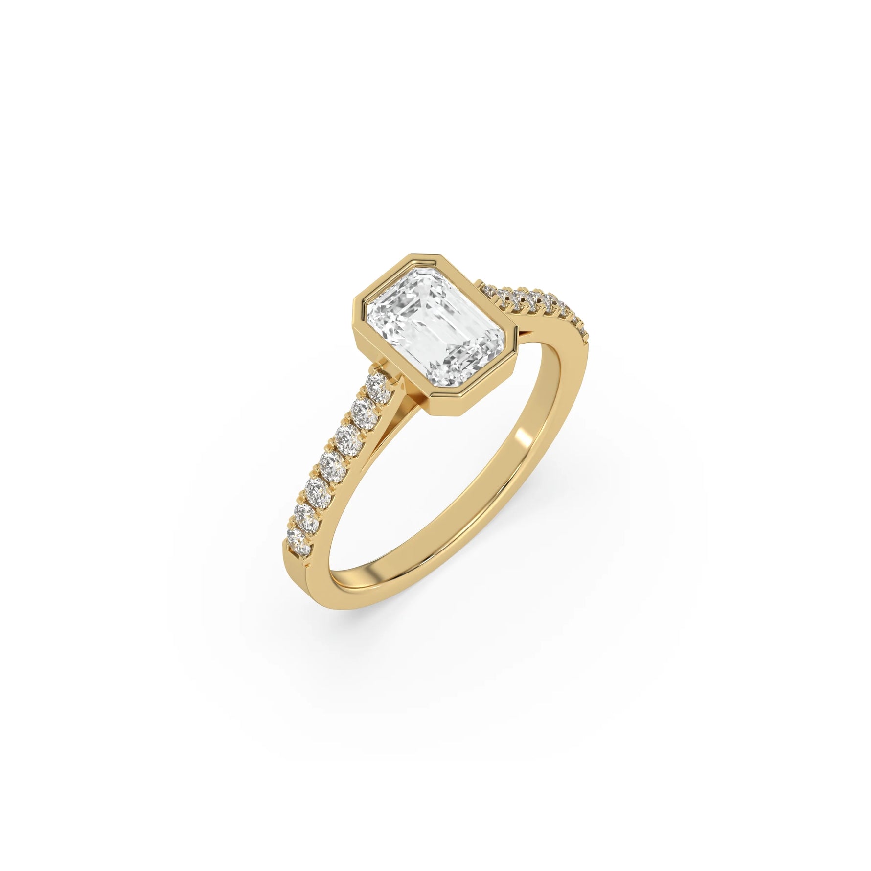10K Yellow Gold Emerald Diamond Engagement Ring