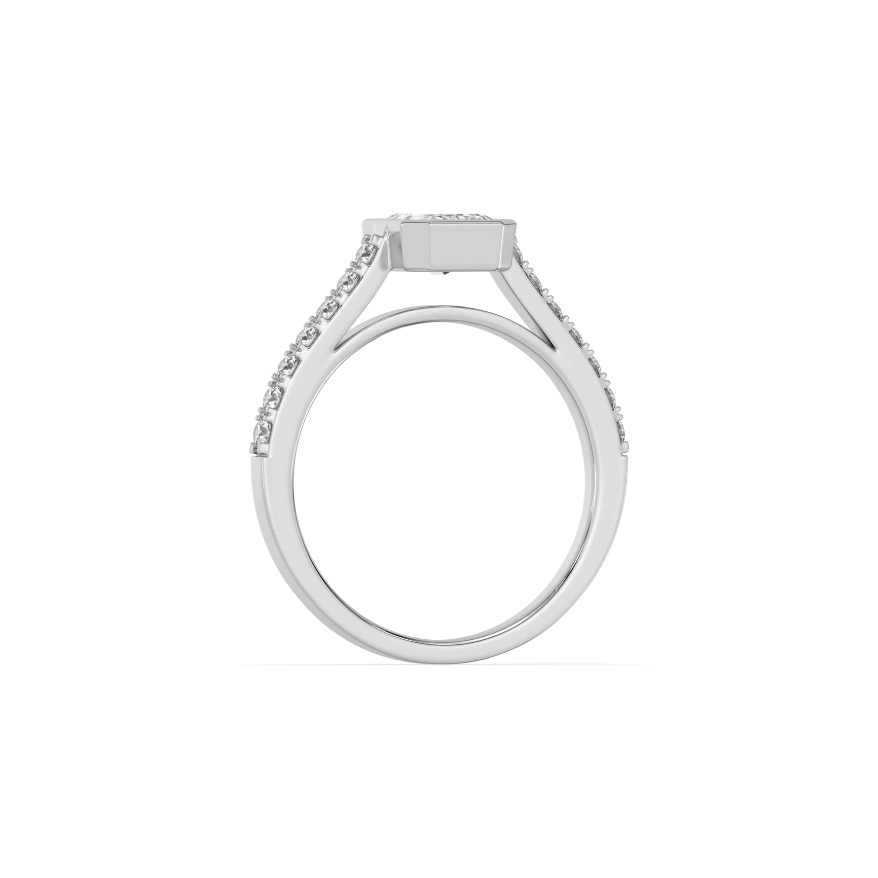 14K White Gold Emerald Diamond Engagement Ring
