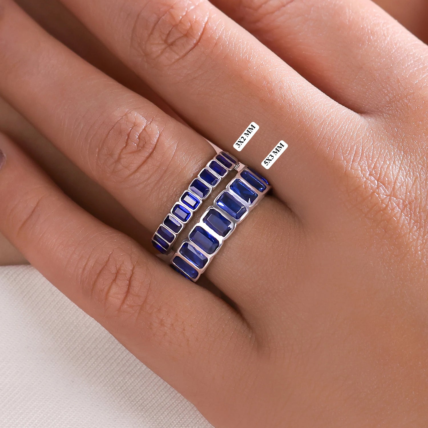 Emerald Natural Sapphire Bezel Eternity Ring