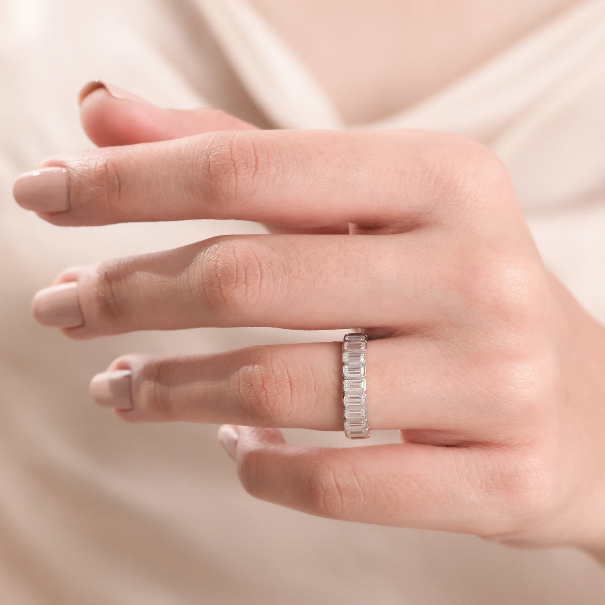 Emerald Diamond Bezel Set Ring