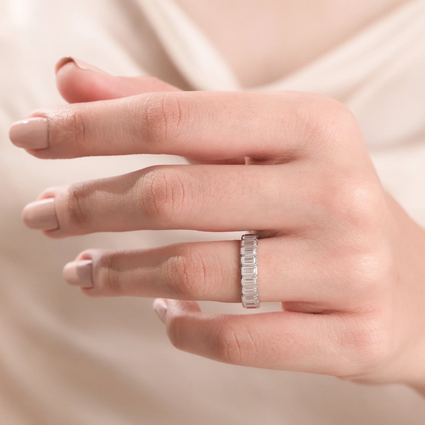 Emerald Diamond Bezel Set Ring