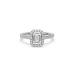 Emerald Diamond Ring, Halo Engagement Ring, Solitaire Ring, Emerald Cut Diamond Wedding Ring