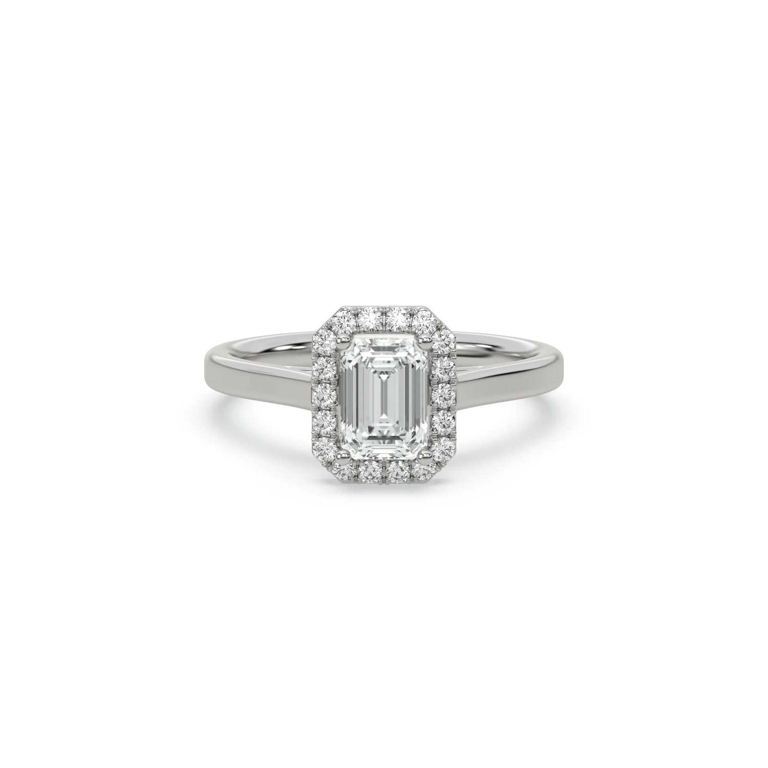14K White Gold 2 CT Emerald Cut Diamond Engagement Ring