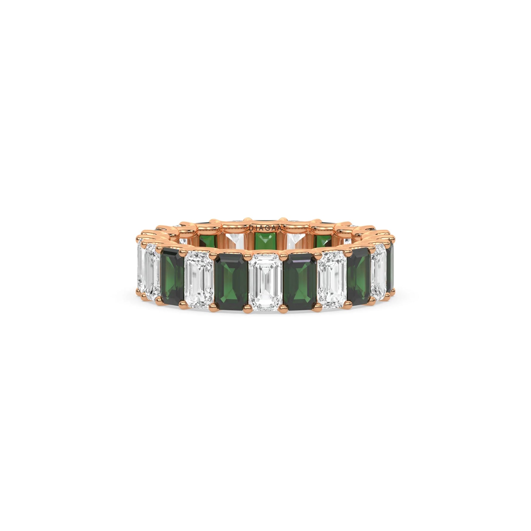 14K Rose Gold Emerald Eternity Ring