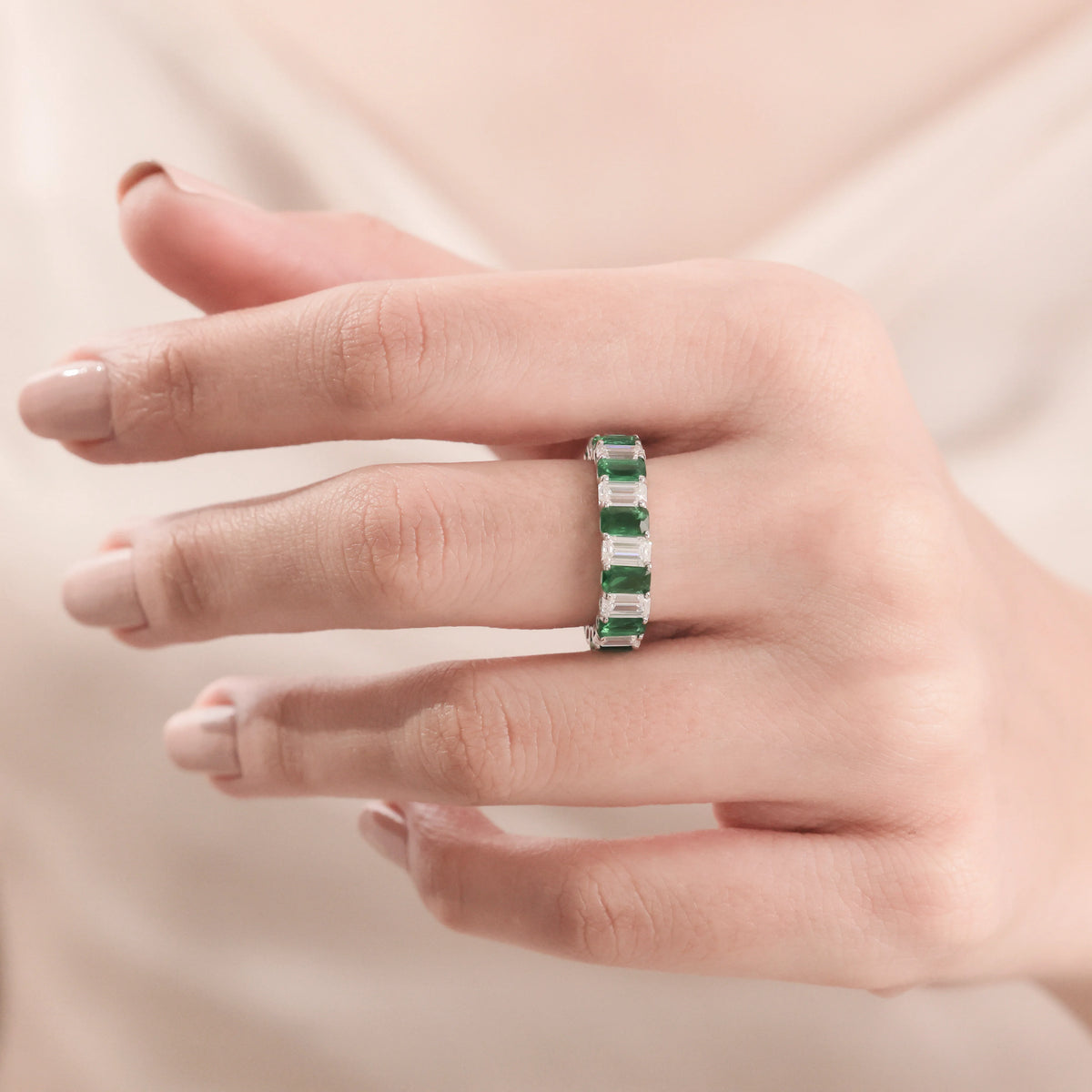 10K Emerald Eternity Ring