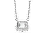 18K White Gold Emerald and Round Diamond Pendant