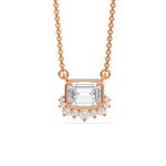 18K Rose Gold Emerald and Round Diamond Pendant