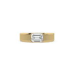 14K Yellow Gold Mens Tiffany Emerald Cut Diamond Ring