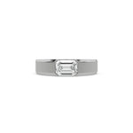 14K White Gold Mens Tiffany Emerald Cut Diamond Ring