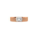 14K Rose Gold Mens Tiffany Emerald Cut Diamond Ring