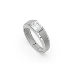 18K White Gold Mens Tiffany Emerald Cut Diamond Ring