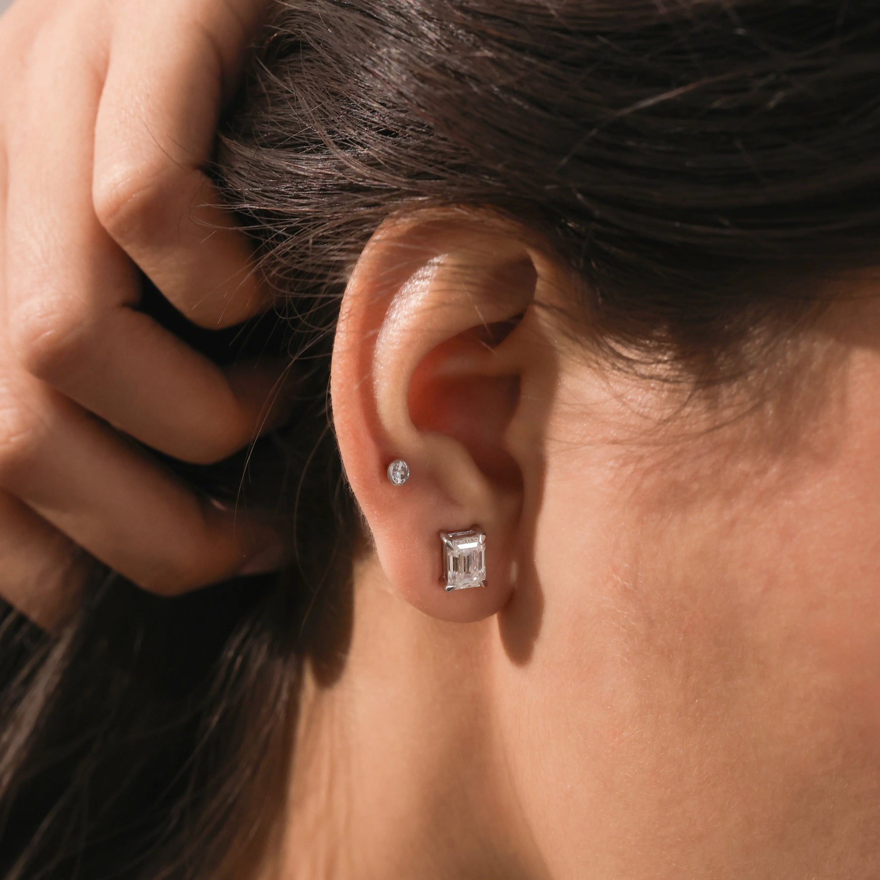 Emerald Diamond Stud Earring 