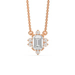 18K Rose Gold Emerald and Round Cut Diamond Starburst Pendant