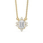 18K Yellow Gold Emerald and Round Cut Diamond Starburst Pendant