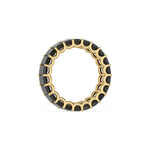 10K Yellow Gold Emerald Black Diamond Eternity Ring