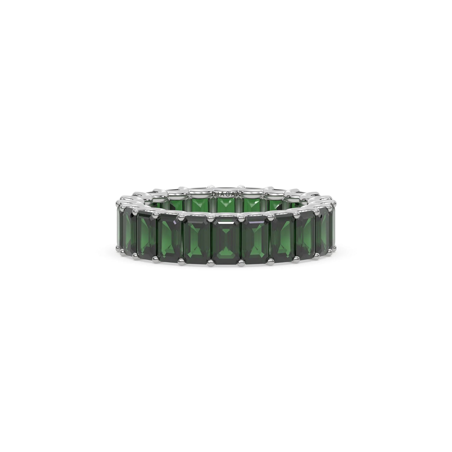 18K White Gold Emerald Gemstone Eternity Ring