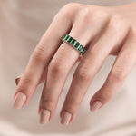 14K White Gold Emerald Gemstone Bezel Set Full Eternity Ring