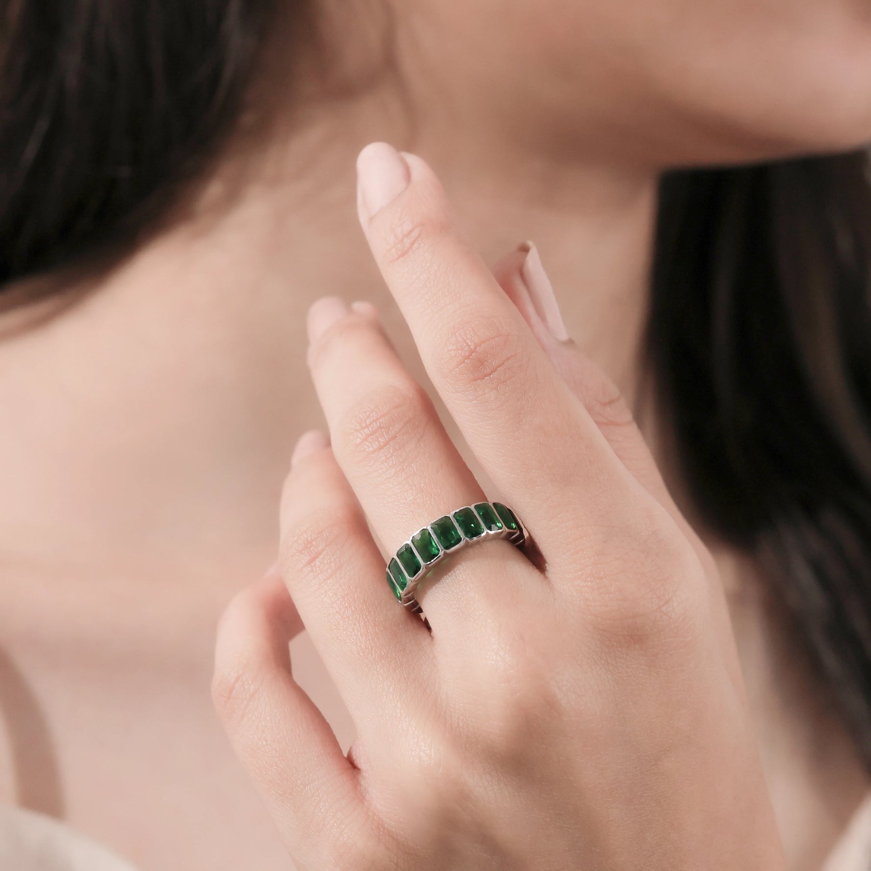 Emerald Gemstone Eternity  Ring