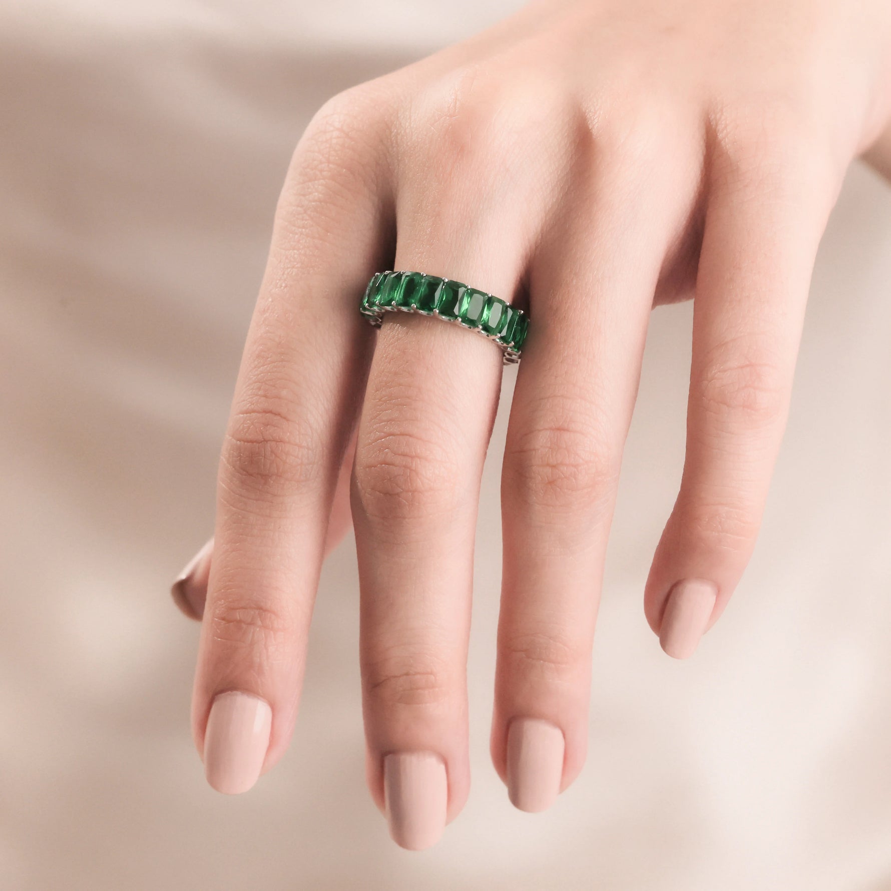 Emerald Gemstone Full Eternity Ring