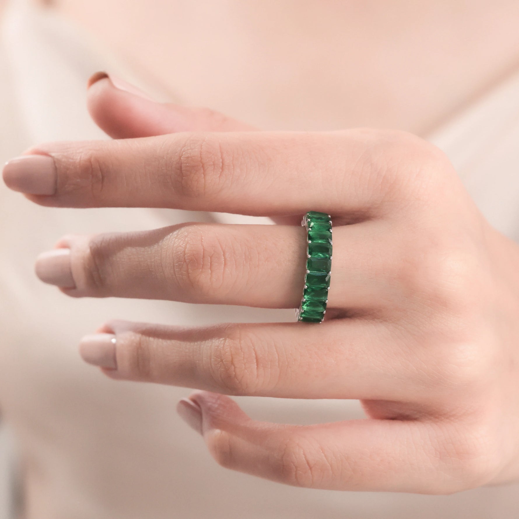 Emerald Gemstone Full Eternity Ring
