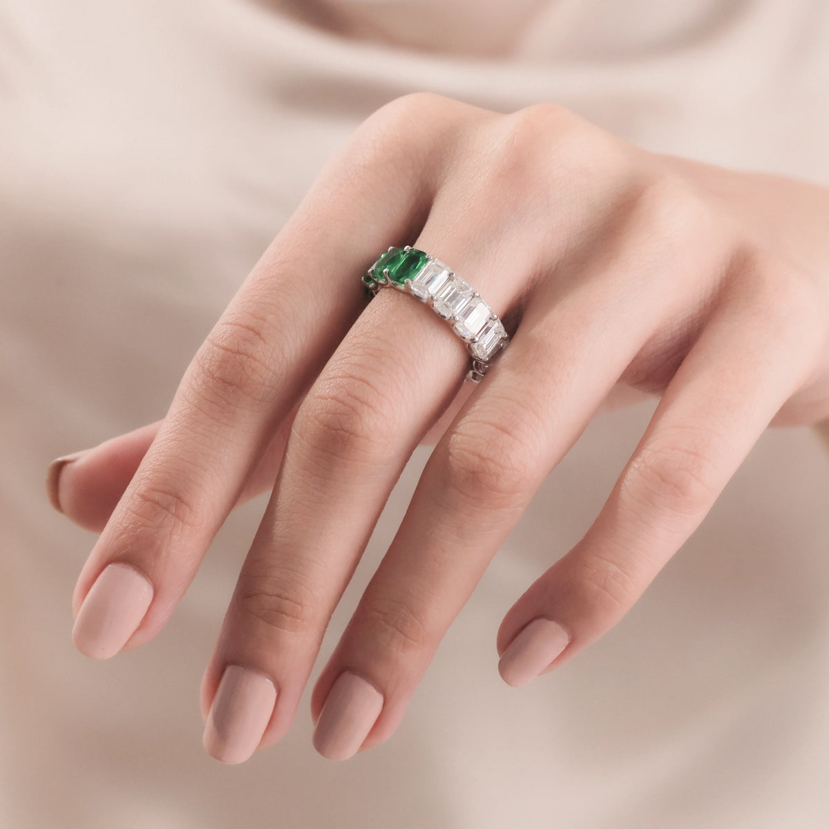 Emerald Gemstone Full Eternity Ring
