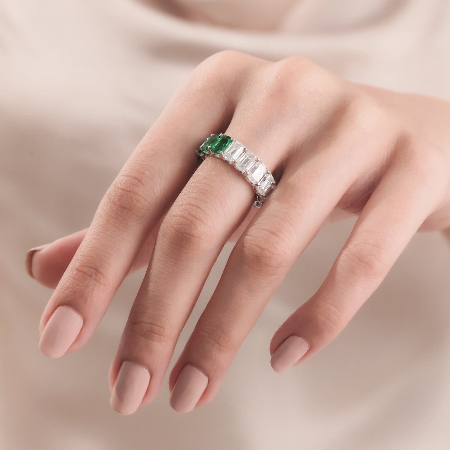 Emerald Gemstone Full Eternity Ring