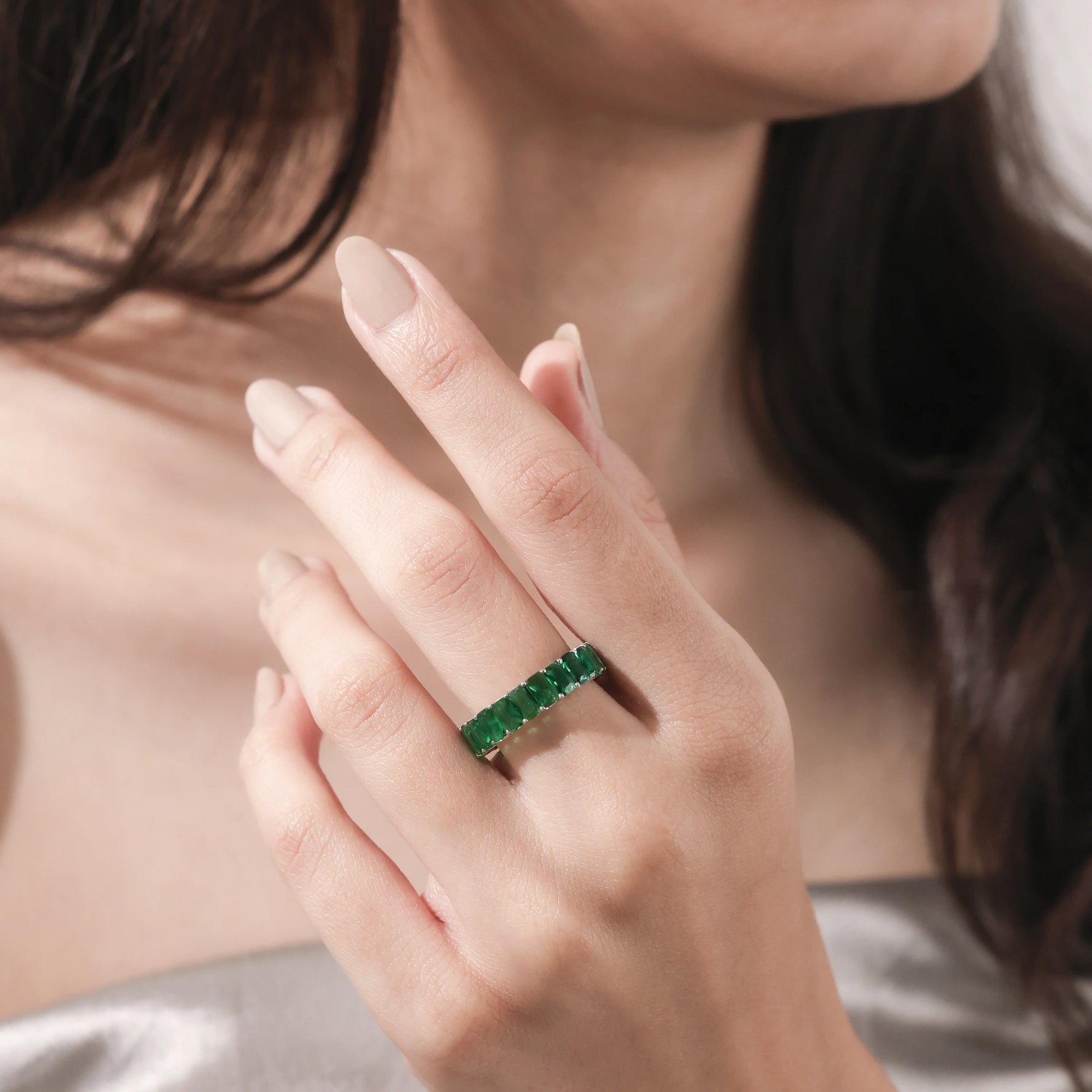 Emerald Gemstone Full Eternity Ring