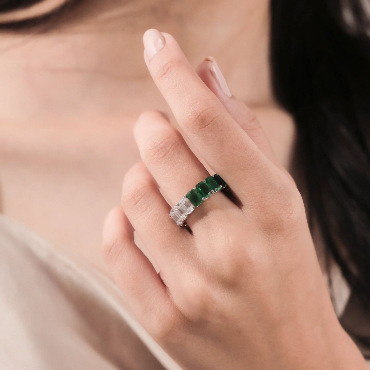 Emerald Gemstone  Full Eternity Ring