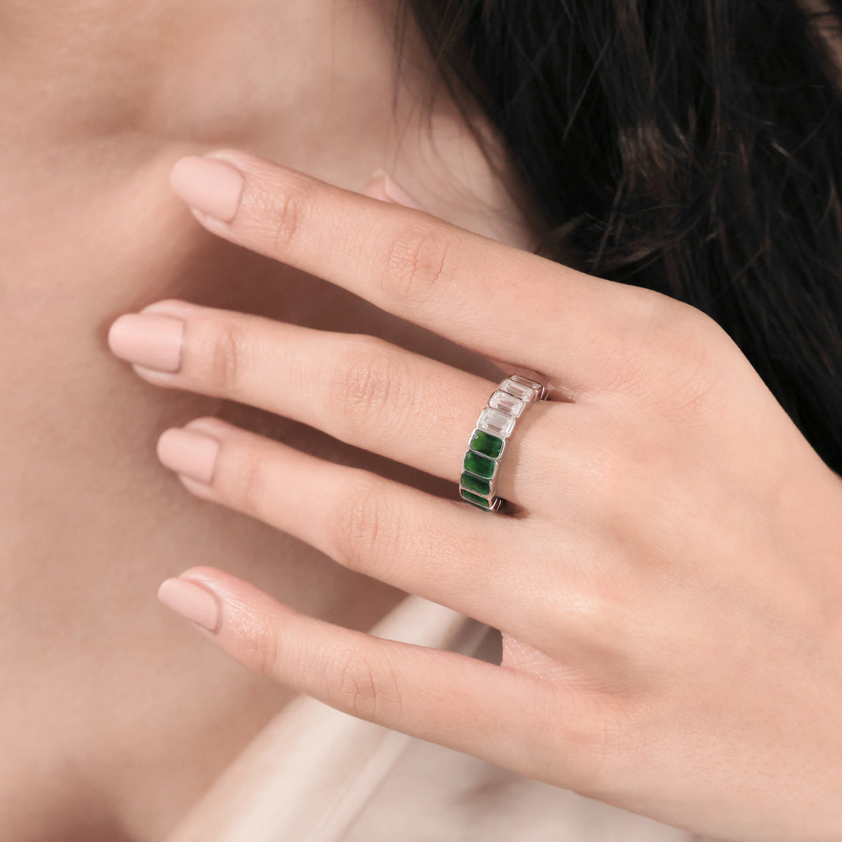 Emerald Diamond Full Eternity Ring