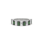 14K White Gold Emerald Diamond Eternity Ring