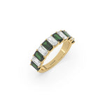 14K Yellow Gold Emerald Diamond Eternity Ring