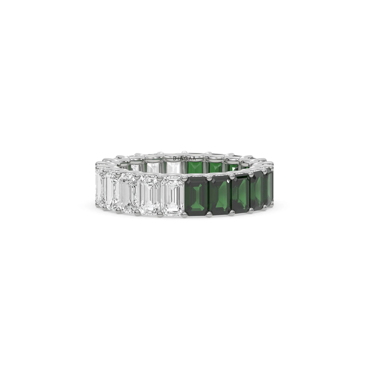 18K  White Gold Emerald Gemstone Full Eternity Ring