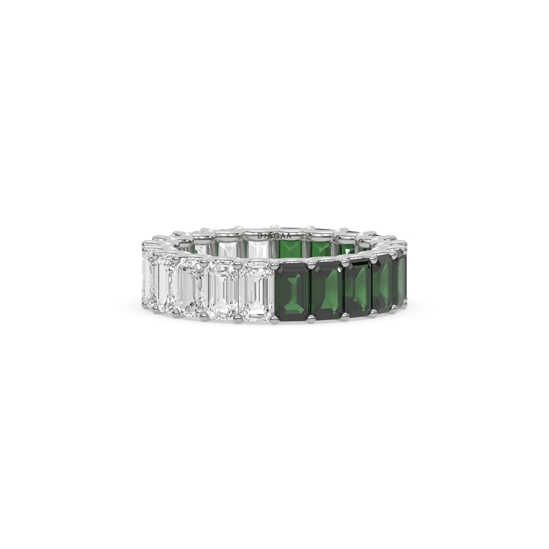 18K  White Gold Emerald Gemstone Full Eternity Ring
