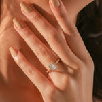 Emerald Halo Pave Setting Engagement  Ring