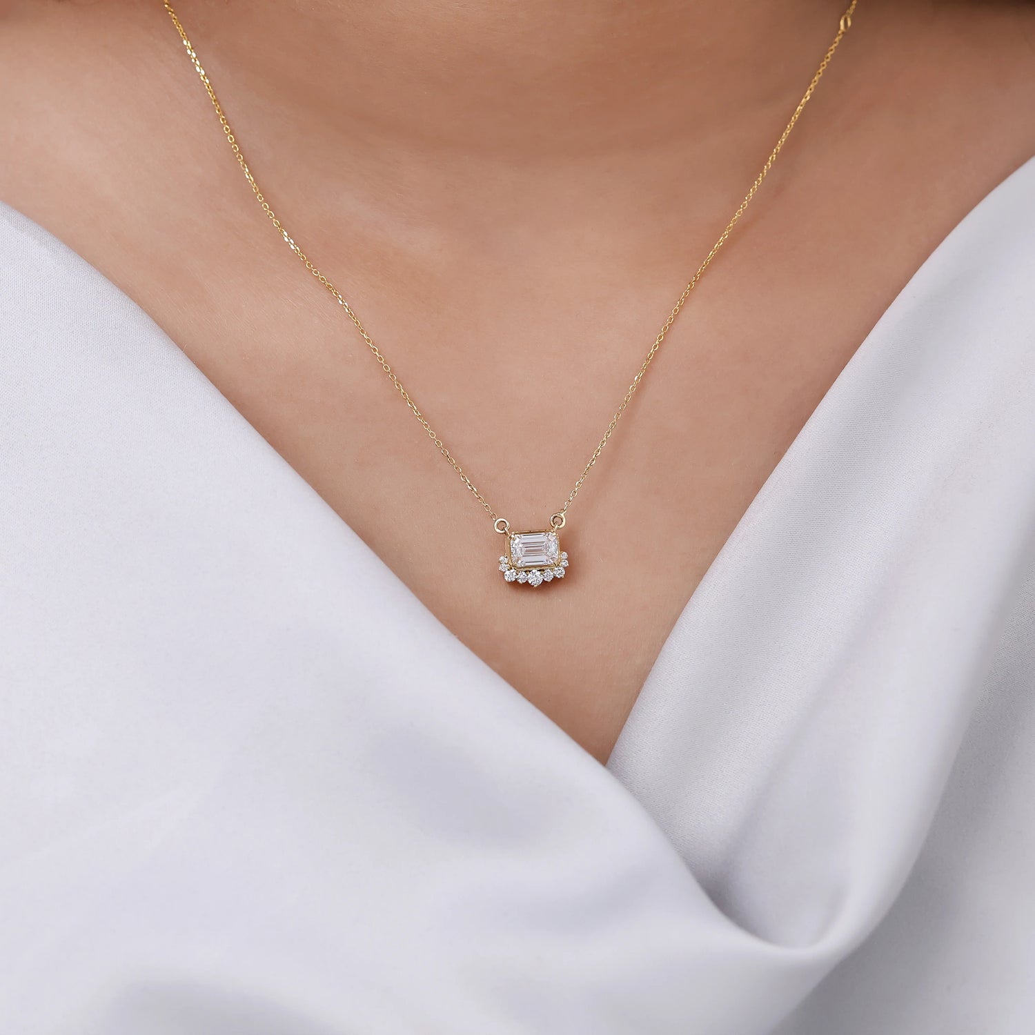 Lab Diamond Emerald Halo Pendant