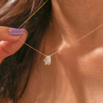 18K Yellow Gold Emerald, Round and Marquise Diamond Cluster Pendant