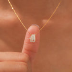 14K Yellow Gold Emerald, Round and Marquise Diamond Cluster Pendant