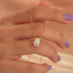 14K Yellow Gold Emerald, Round and Marquise Diamond Cluster Pendant