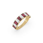 18K Yellow Gold Emerald Ruby and White Diamond Eternity Ring