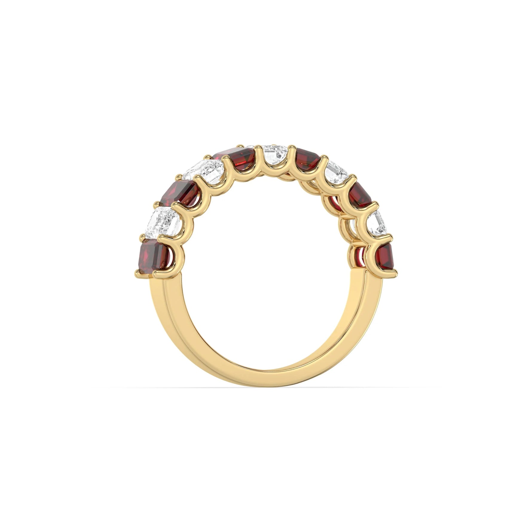 10K Yellow Gold Emerald Ruby and White Diamond Eternity Ring
