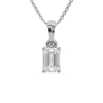 18K White Gold Natural Emerald Solitaire Diamond Necklace