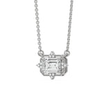 14K White Gold Emerald and Round Diamond Spark Pendant