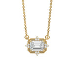 18K Yellow Gold Emerald and Round Diamond Spark Necklace