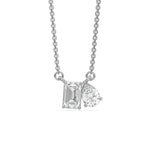 18K White Gold Emerald and Pear Diamond Pendant