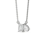 14K White Gold Emerald and Pear Diamond Pendant