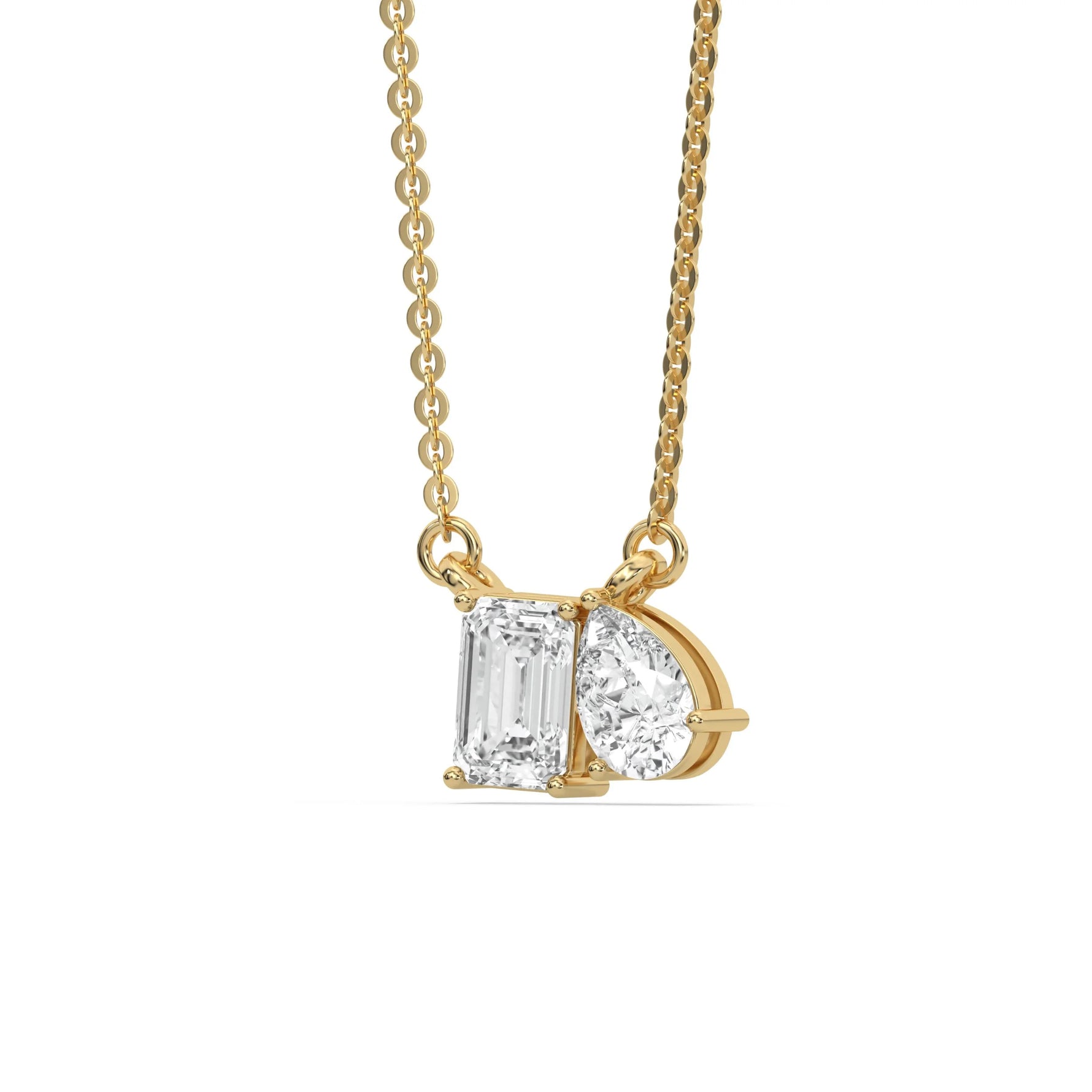 14K Yellow Gold Emerald and Pear Diamond Toi Moi Pendant