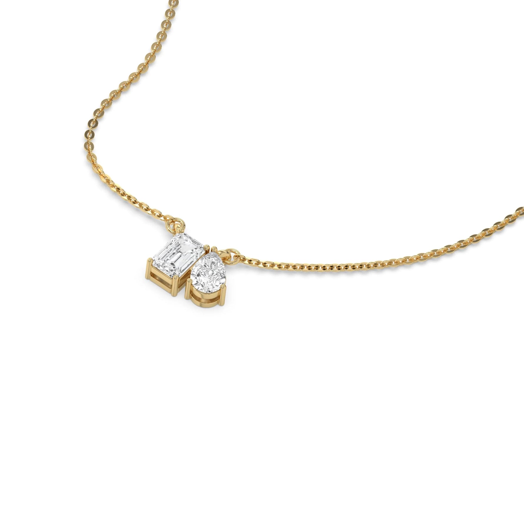 14K Yellow Gold Emerald and Pear Diamond Pendant