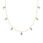14K Yellow Gold Emerald Cut Diamond Dangling Necklace