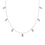 14K White Gold Emerald Cut Diamond Dangling Necklace