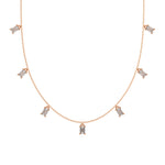 18K Rose Gold Emerald Cut Diamond Dangling Necklace